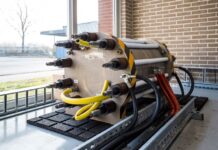 De elektrolyser van H2Hub Twente maakt waterstof en zuurstof uit water (foto: Vechtstromen). 