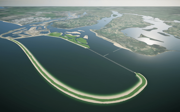 Delta21 is het ontwerp voor een natuurinclusief systeem in de Zuidwestelijke Delta waarin energieopslag, hoogwaterbescherming en natuurontwikkeling elkaar versterken. Het innovatieve valmeer fungeert als natuurlijke waterkrachtbatterij en tegelijk als waterkering en gemaal voor waterveiligheid (bron: Delta21).